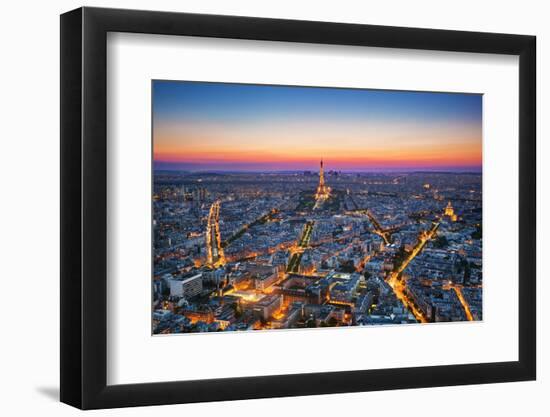 Paris, France at Sunset. Aerial View on the Eiffel Tower, Arc De Triomphe, Les Invalides Etc.-Michal Bednarek-Framed Photographic Print