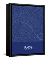 Paris, France Blue Map-null-Framed Stretched Canvas