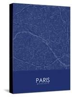 Paris, France Blue Map-null-Stretched Canvas