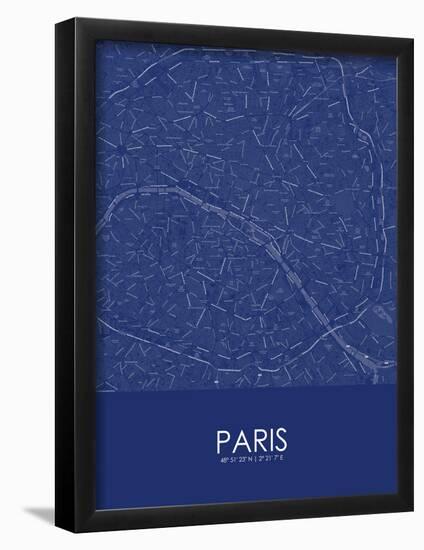 Paris, France Blue Map-null-Framed Poster