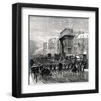 Paris, France - Boulevards - "Le Regiment Qui Passe"-null-Framed Art Print