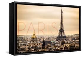 Paris, France - City Aerial View and Eiffel Tower-Lantern Press-Framed Stretched Canvas