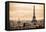 Paris, France - City Aerial View and Eiffel Tower-Lantern Press-Framed Stretched Canvas