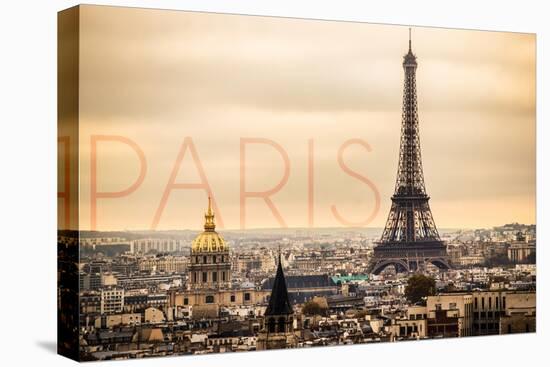 Paris, France - City Aerial View and Eiffel Tower-Lantern Press-Stretched Canvas