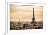 Paris, France - City Aerial View and Eiffel Tower-Lantern Press-Framed Premium Giclee Print