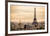 Paris, France - City Aerial View and Eiffel Tower-Lantern Press-Framed Premium Giclee Print