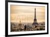 Paris, France - City Aerial View and Eiffel Tower-Lantern Press-Framed Premium Giclee Print