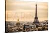 Paris, France - City Aerial View and Eiffel Tower-Lantern Press-Stretched Canvas