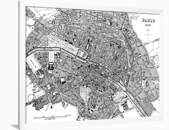 Paris, France - City Map-null-Framed Art Print