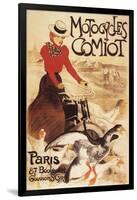 Paris, France - Comiot Motocycles Woman and Geese Promo Poster-Lantern Press-Framed Art Print