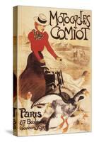 Paris, France - Comiot Motocycles Woman and Geese Promo Poster-Lantern Press-Stretched Canvas