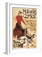 Paris, France - Comiot Motocycles Woman and Geese Promo Poster-Lantern Press-Framed Art Print