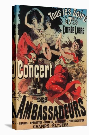 Paris, France - Concert Poster on Avenue de Champs-Elysees-Lantern Press-Stretched Canvas