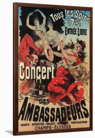 Paris, France - Concert Poster on Avenue de Champs-Elysees-Lantern Press-Framed Art Print