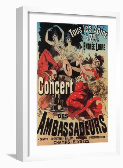 Paris, France - Concert Poster on Avenue de Champs-Elysees-Lantern Press-Framed Art Print