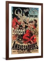 Paris, France - Concert Poster on Avenue de Champs-Elysees-Lantern Press-Framed Art Print