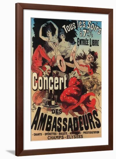 Paris, France - Concert Poster on Avenue de Champs-Elysees-Lantern Press-Framed Art Print