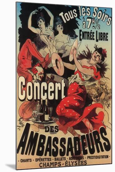 Paris, France - Concert Poster on Avenue de Champs-Elysees-Lantern Press-Mounted Art Print