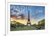 Paris, France - Eiffel Tower and Lawn-Lantern Press-Framed Art Print