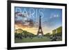 Paris, France - Eiffel Tower and Lawn-Lantern Press-Framed Art Print