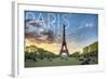 Paris, France - Eiffel Tower and Lawn-Lantern Press-Framed Art Print