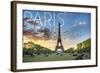 Paris, France - Eiffel Tower and Lawn-Lantern Press-Framed Art Print