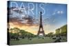 Paris, France - Eiffel Tower and Lawn-Lantern Press-Stretched Canvas
