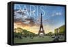 Paris, France - Eiffel Tower and Lawn-Lantern Press-Framed Stretched Canvas