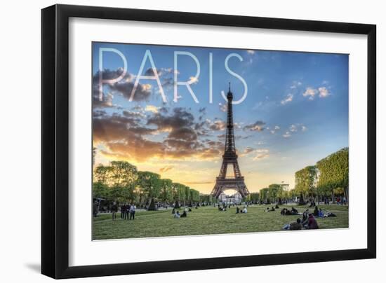 Paris, France - Eiffel Tower and Lawn-Lantern Press-Framed Art Print