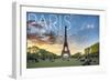Paris, France - Eiffel Tower and Lawn-Lantern Press-Framed Art Print
