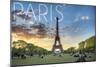 Paris, France - Eiffel Tower and Lawn-Lantern Press-Mounted Art Print