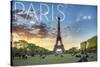 Paris, France - Eiffel Tower and Lawn-Lantern Press-Stretched Canvas