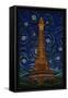 Paris, France - Eiffel Tower Mosaic-Lantern Press-Framed Stretched Canvas