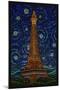 Paris, France - Eiffel Tower Mosaic-Lantern Press-Mounted Art Print