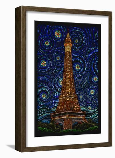 Paris, France - Eiffel Tower Mosaic-Lantern Press-Framed Art Print