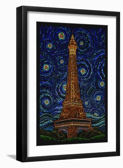 Paris, France - Eiffel Tower Mosaic-Lantern Press-Framed Art Print
