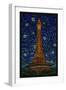 Paris, France - Eiffel Tower Mosaic-Lantern Press-Framed Art Print