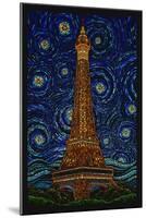 Paris, France - Eiffel Tower Mosaic-Lantern Press-Mounted Art Print