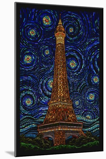 Paris, France - Eiffel Tower Mosaic-Lantern Press-Mounted Art Print