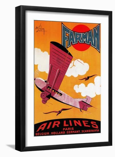 Paris, France - Farman Brothers Airlines F-170 Monoplane Poster-Lantern Press-Framed Art Print