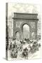 Paris, France - Grands Boulevards, Porte Saint Martin-null-Stretched Canvas