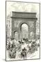 Paris, France - Grands Boulevards, Porte Saint Martin-null-Mounted Art Print