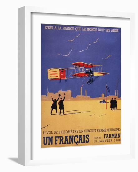 Paris, France - Henry Farman Flies at Issy-les-Moulineaux Poster-Lantern Press-Framed Art Print