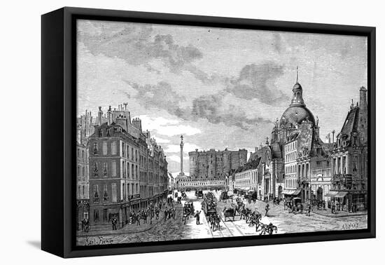 Paris, France - La Bastille from Faubourg-Saint-Antoine-A. Renarx-Framed Stretched Canvas