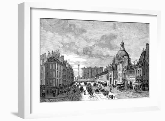 Paris, France - La Bastille from Faubourg-Saint-Antoine-A. Renarx-Framed Art Print