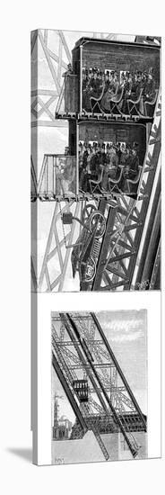 Paris, France - La Tour Eiffel, Lifts-null-Stretched Canvas