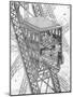 Paris, France - La Tour Eiffel, Otis Elevator-null-Mounted Art Print