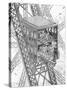 Paris, France - La Tour Eiffel, Otis Elevator-null-Stretched Canvas