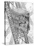 Paris, France - La Tour Eiffel, Otis Elevator-null-Stretched Canvas