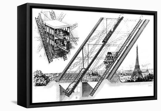 Paris, France - La Tour Eiffel, Otis Elevators-null-Framed Stretched Canvas